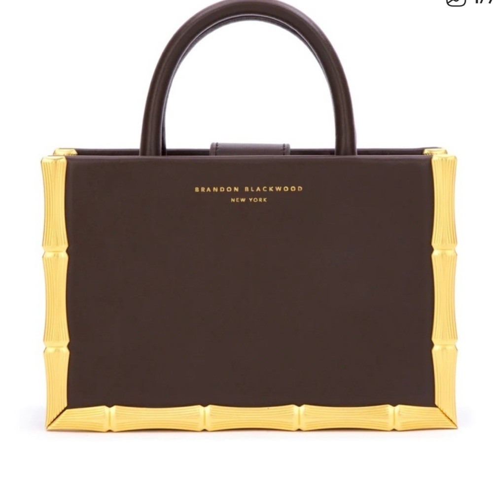 Brandon Blackwood Bamboo B Tote Brown w/ Brass Hardware